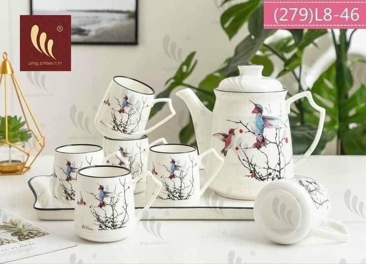 Bộ ấm chén cốc cao BT chim
