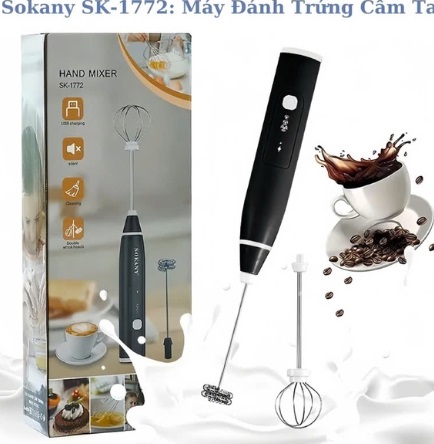 Máy đánh trứng, tạo bọt cafe sạc điện Sokany 1772