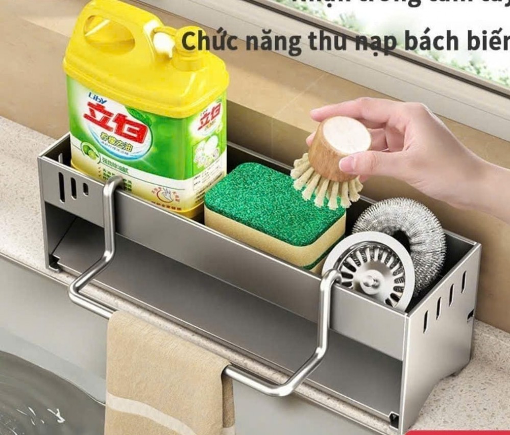 Kệ đựng giẻ rửa bát vát, treo khăn