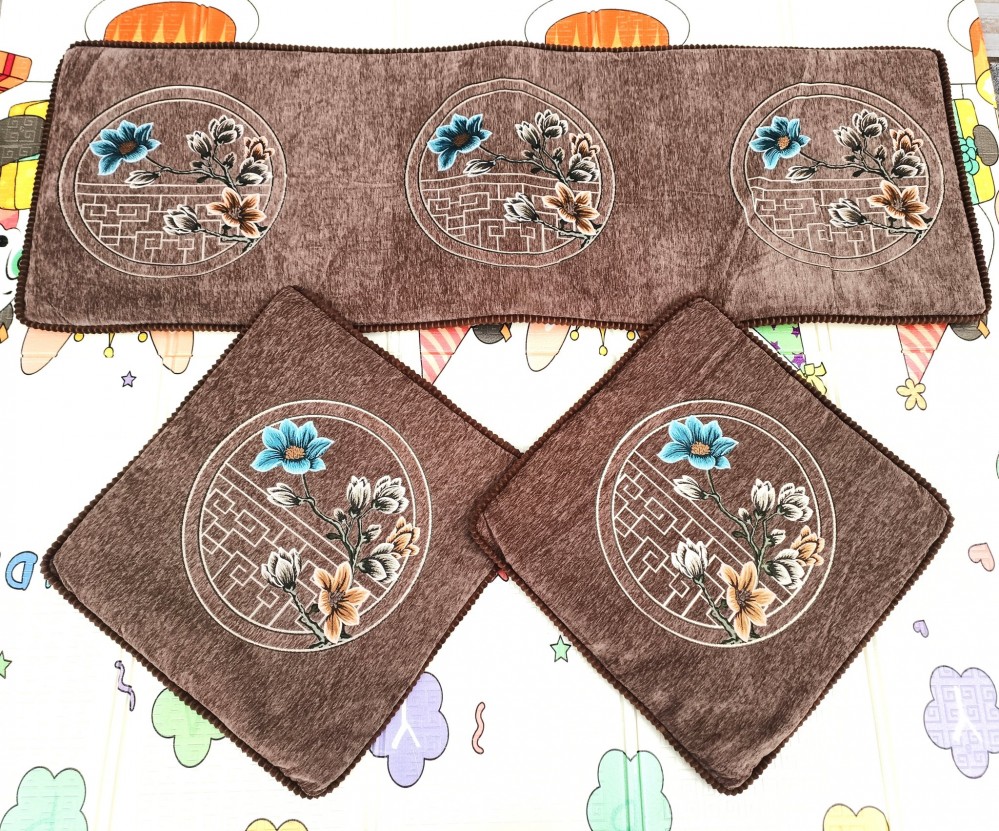 Bộ thảm ghế phong cách Tây Âu - nâu hoa