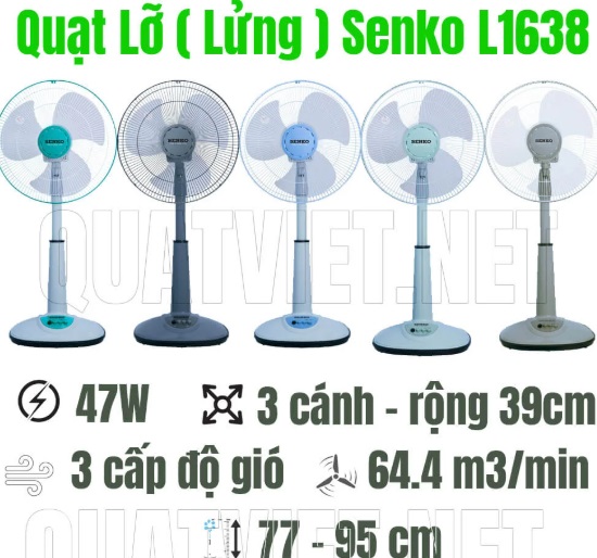 Quạt đứng Senko L1638 (sải cánh 39cm, cao 77-95cm)