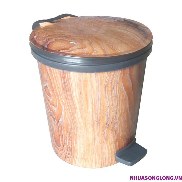 Thùng rác vân gỗ tròn (22.5 x 27.5 x 26cm)