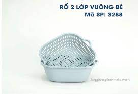 Rổ 2 lớp vuông bé (23.5x21.5x8.5cm)