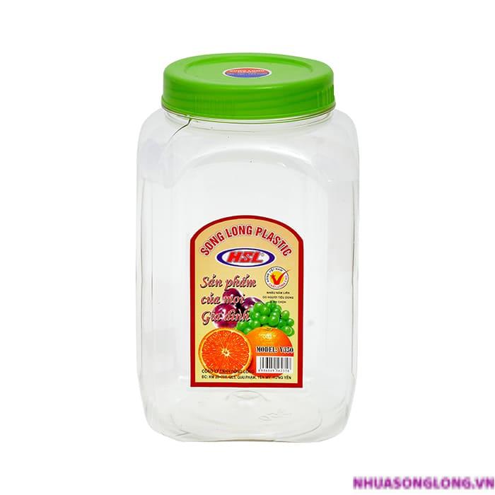 Lọ nhựa vuông 3,5kg ( 12 x 22cm)