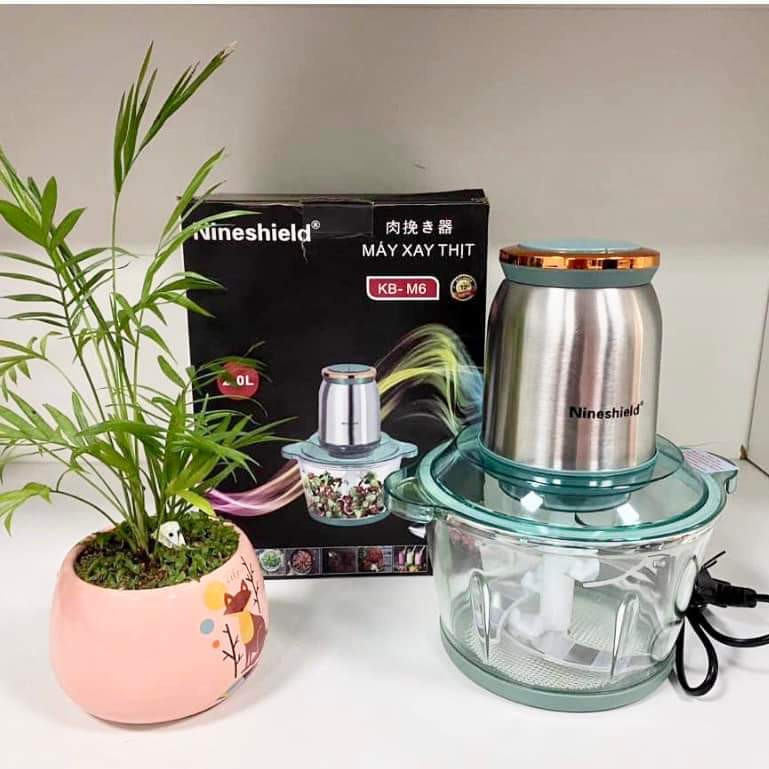 Máy xay thịt Nineshield cối thủy tinh KBM-6