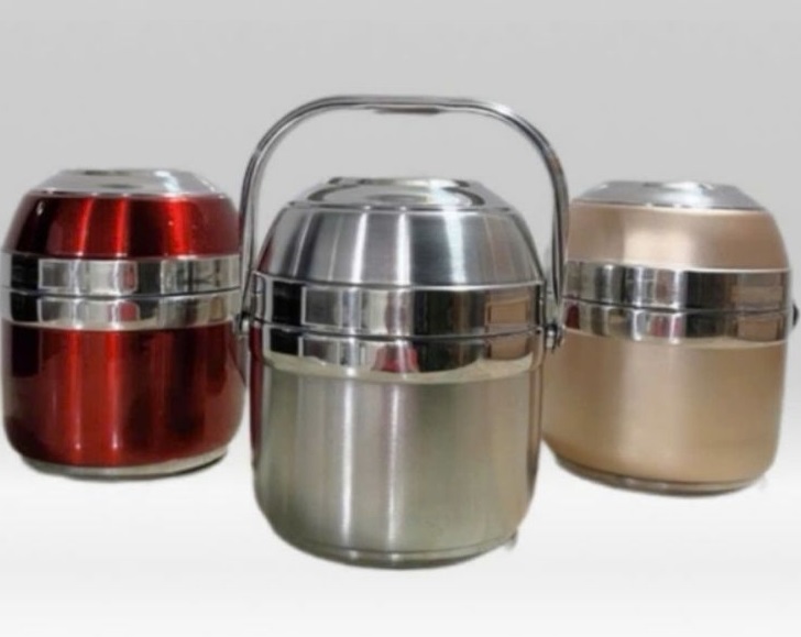 Cặp lồng chia 2 ngăn inox 1300ml màu (nắp thành bát ăn)