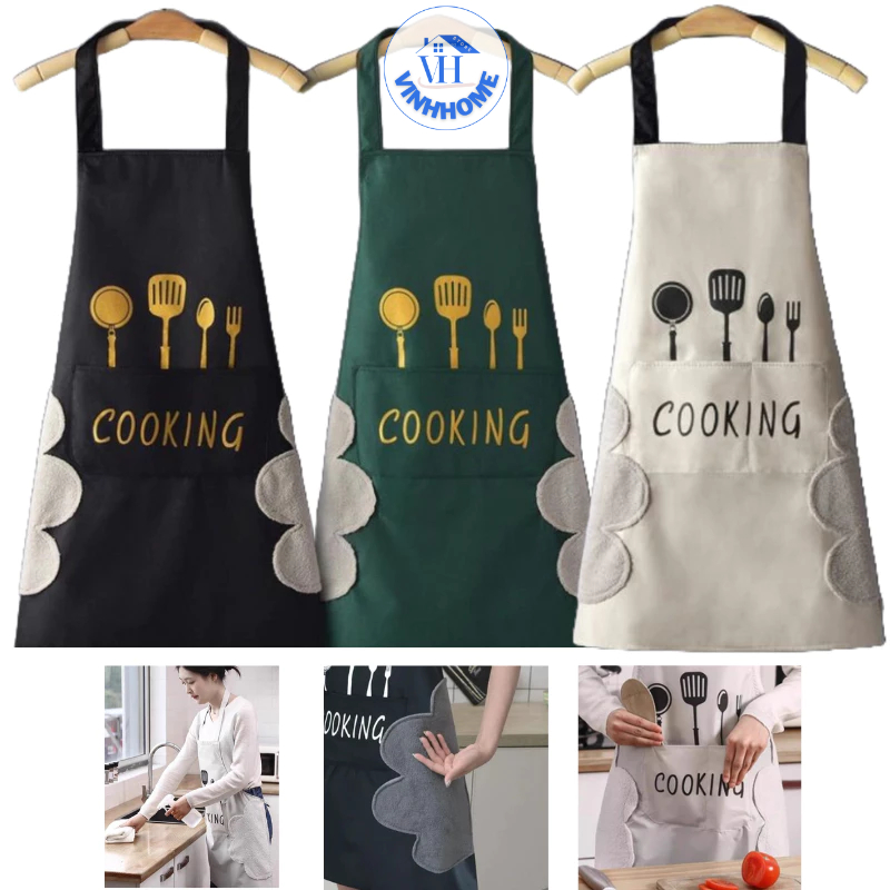 Tạp dề cooking, có chỗ lau tay