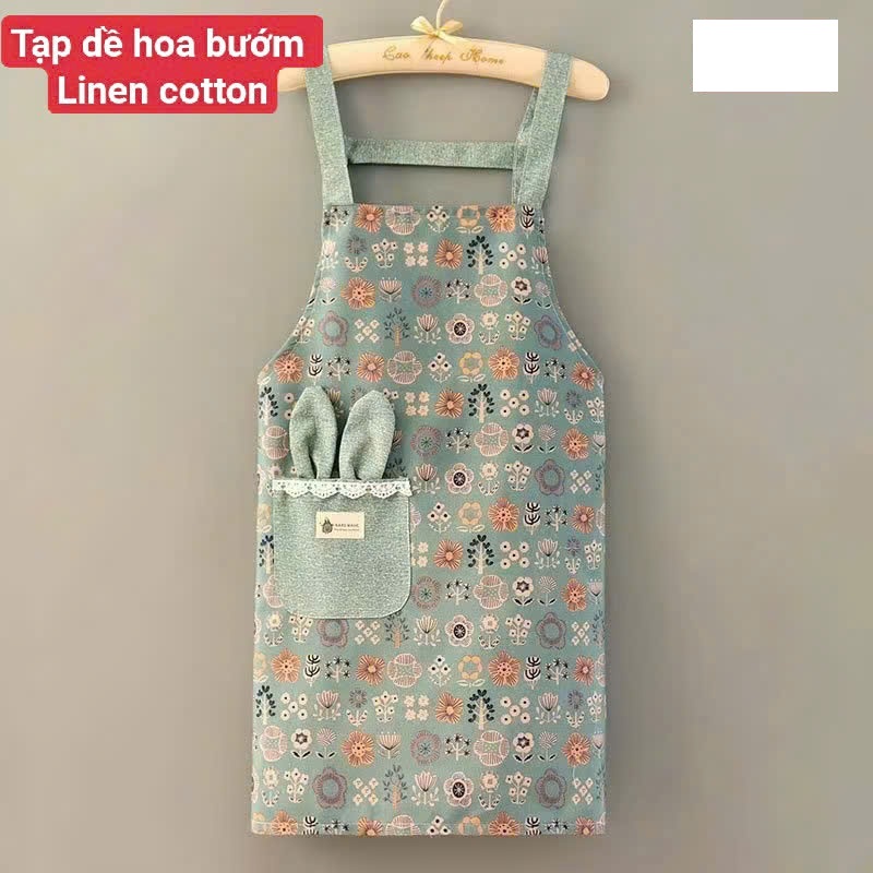 Tạp dề chống thấm, có chỗ lau tay - hoa