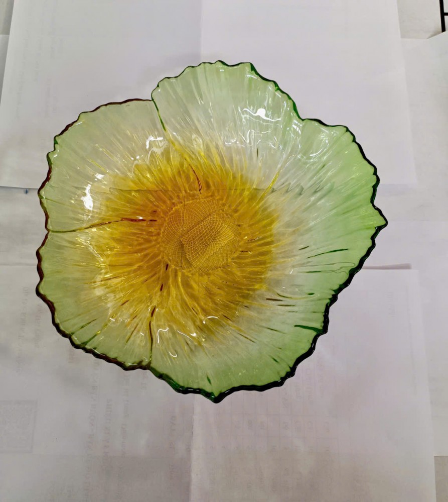 Đĩa thủy tinh lá xanh bé