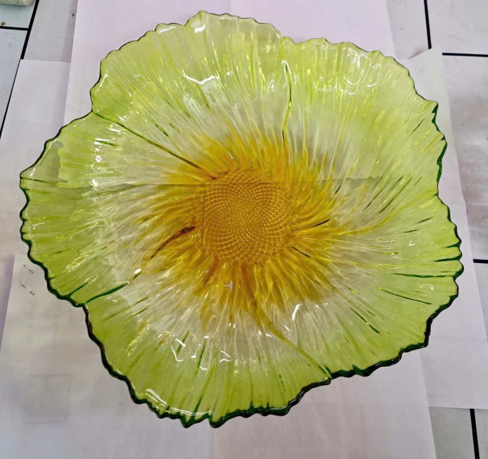 Đĩa thủy tinh lá xanh to