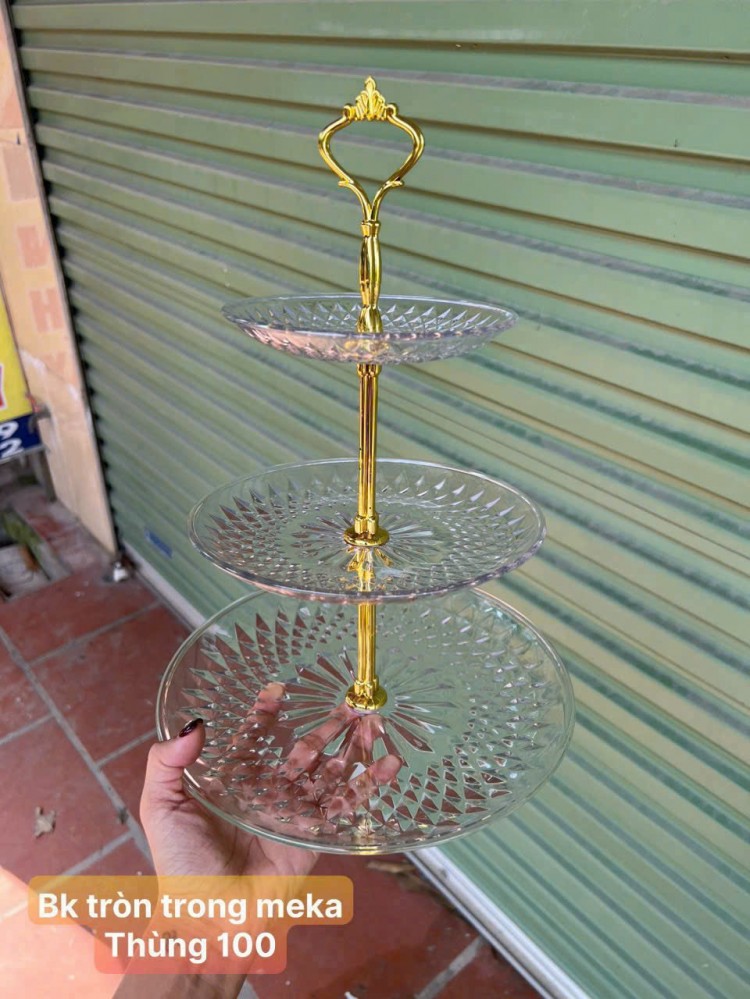 Khay đựng hoa quả, bánh kẹo 3 tầng - tròn