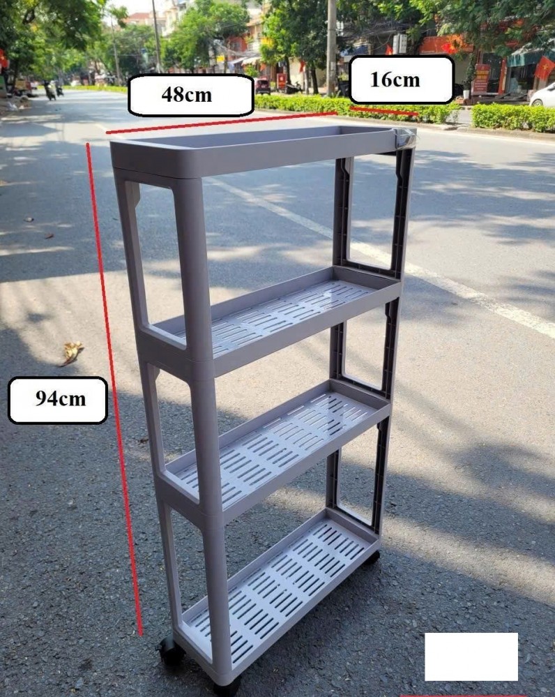 Kệ chữ nhật 4 tầng bánh xe (48x16x94cm)