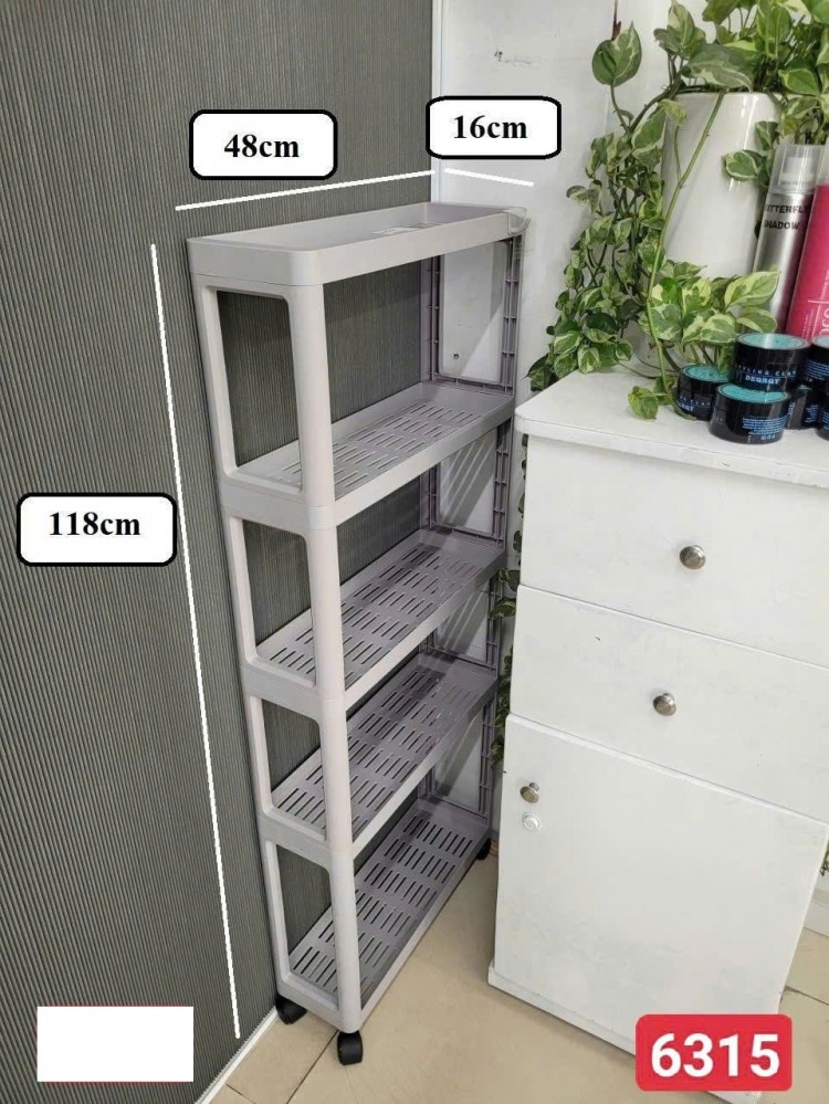 Kệ chữ nhật 5 tầng bánh xe (48x16x118cm)