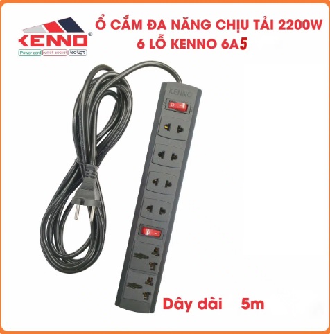 Ổ điện Kenno 6A5 6 lỗ, 5m