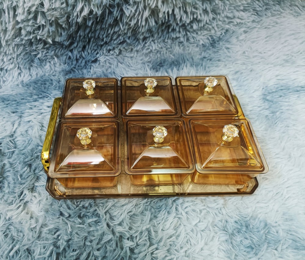 Bộ hũ mứt nhựa vàng