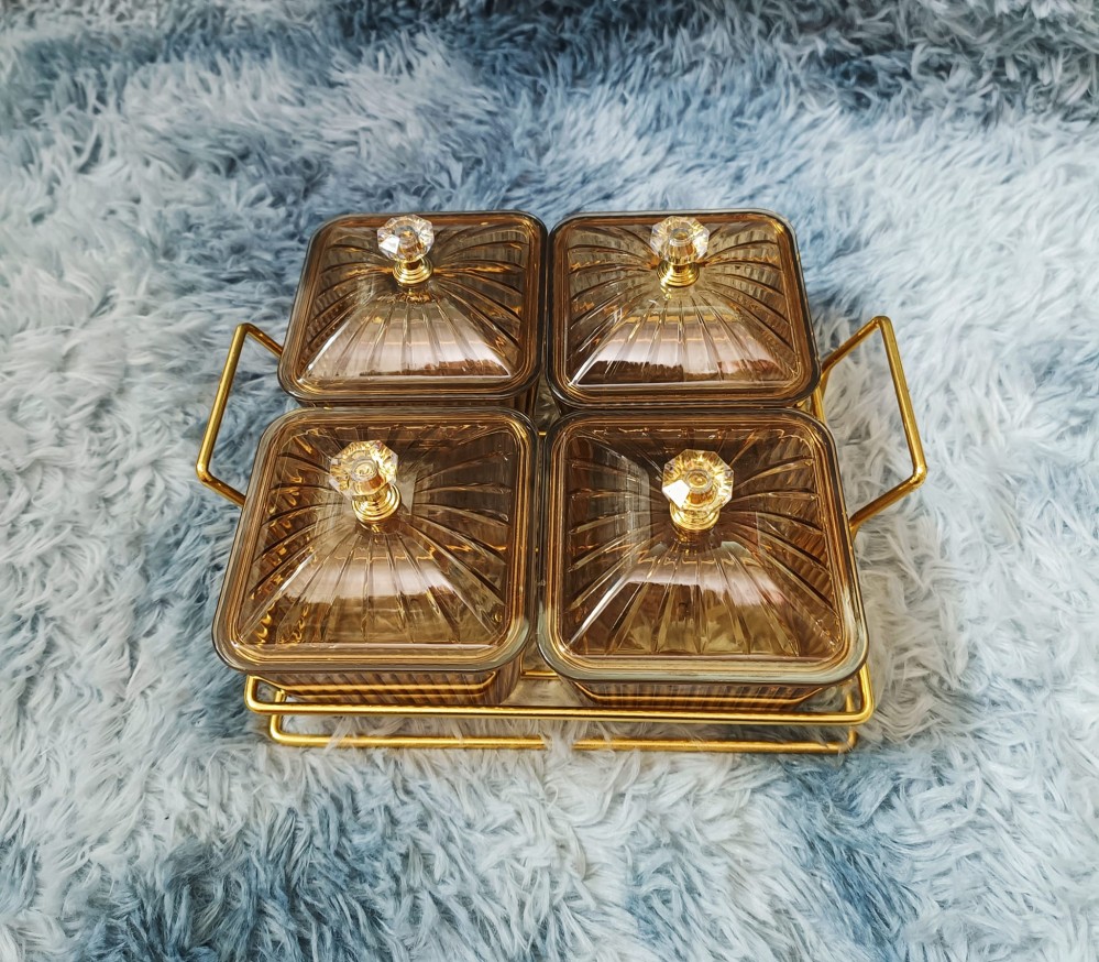 Bộ hũ mứt vuông 4