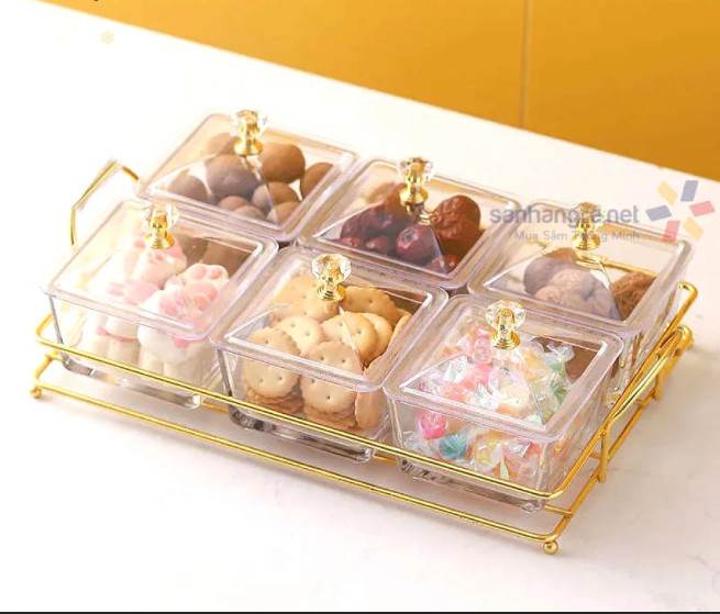 Bộ hũ mứt âu thủy tinh nắp nhựa trắng