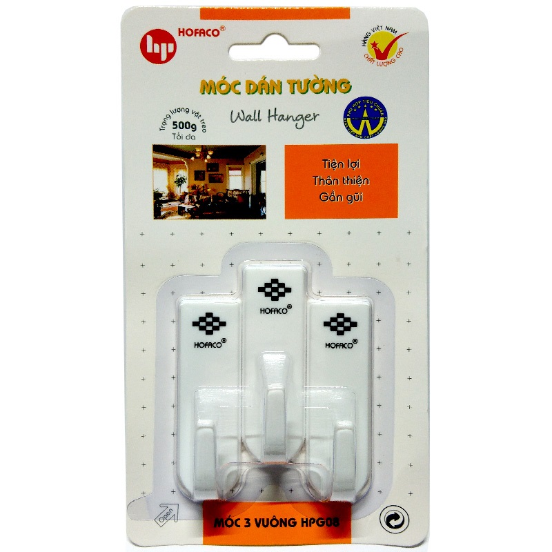 Vỉ 3 móc dán tường Hofaco HPG08