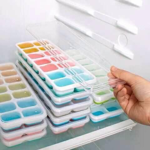 Khay đá silicon nắp đậy (14 viên)