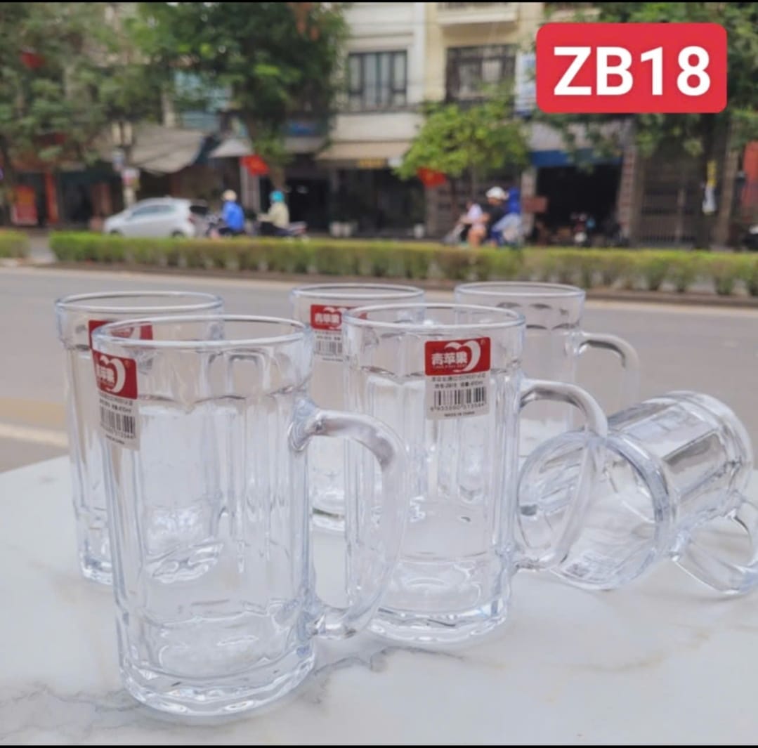 Bộ 6 cốc thủy tinh quai ZB18