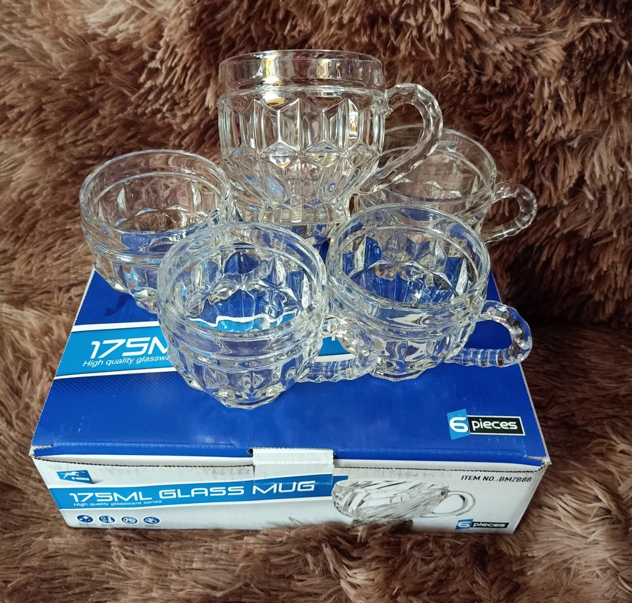 Bộ 6 cốc thủy tinh (hình kim cương)