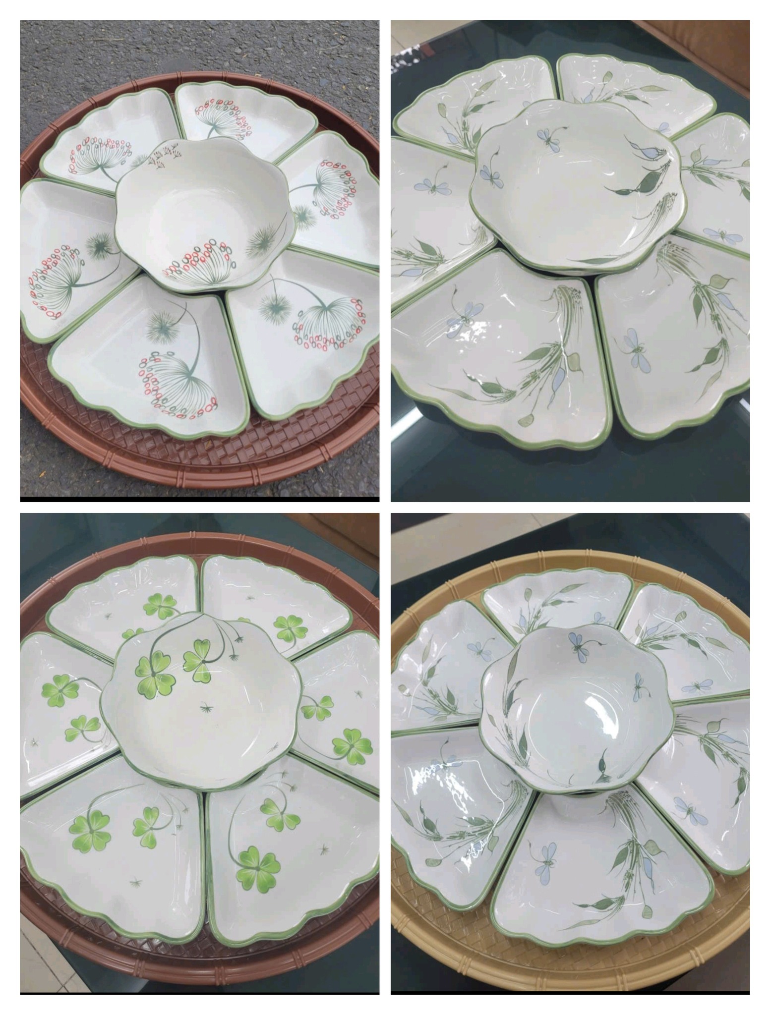 Bộ bát hoa mặt trời sứ 45cm (giá không kèm khay)