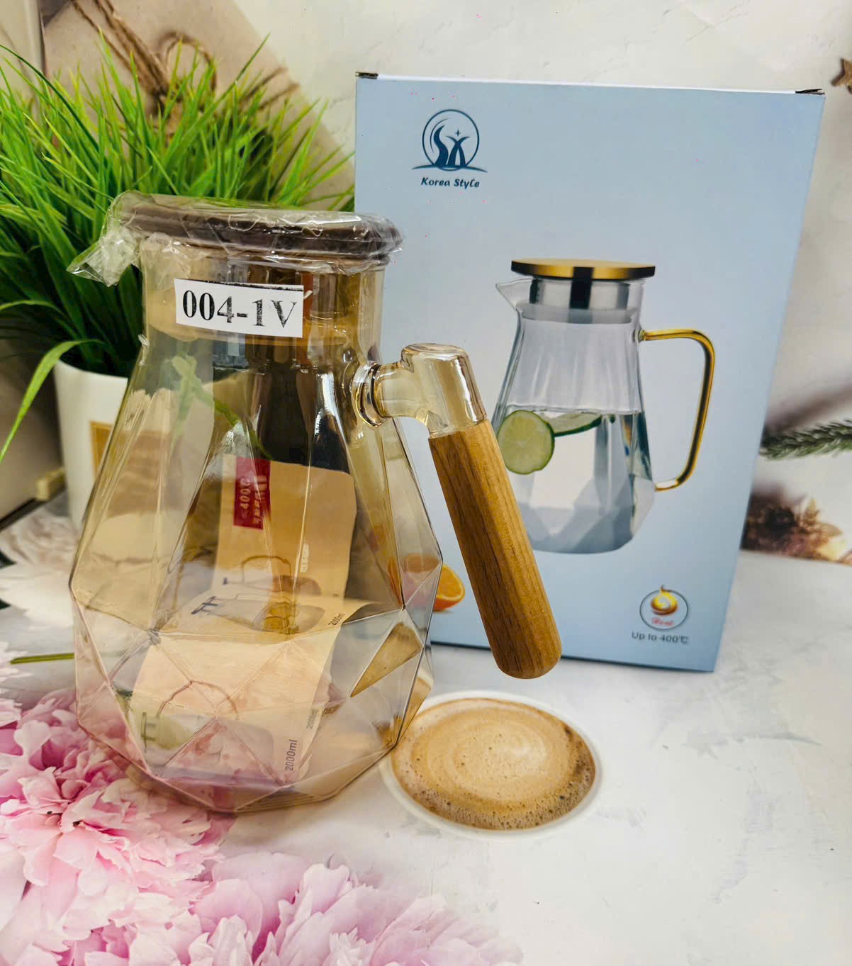 Bình nước chịu nhiệt 400o tay gỗ - 1