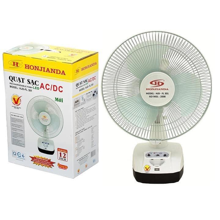 Quạt tích điện 2 ắc quy Honjianda 301
