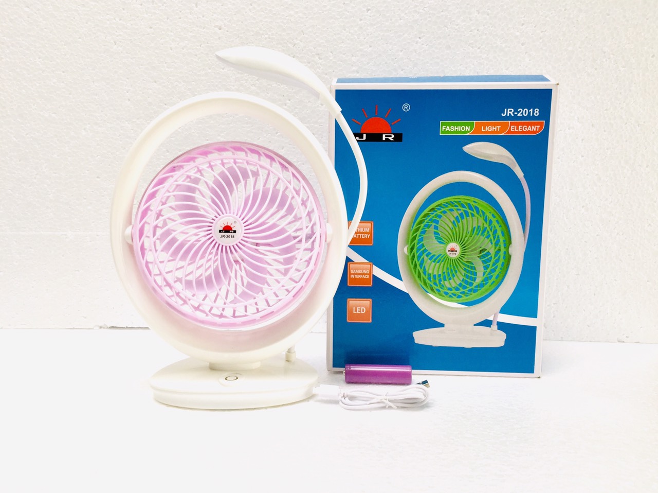 Quạt tích điện kèm đèn JR-2018