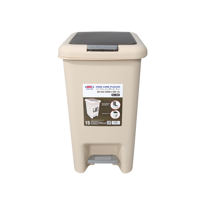 Thùng rác vuông 2 nắp 15L Song Long