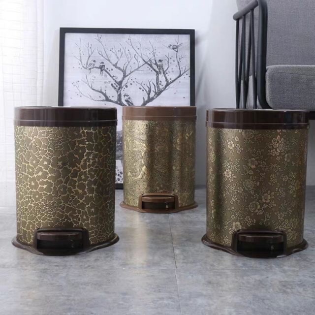 Thùng rác hoa nâu 11L