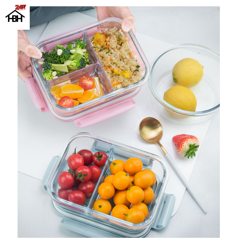 Hộp thủy tinh chia 3 ngăn 1000ml