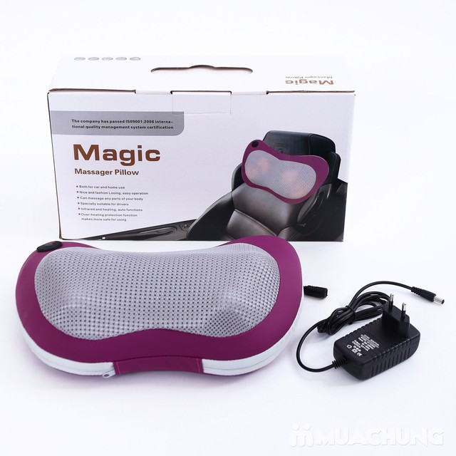 Gối massage hồng ngoại Magic 6 bi tím