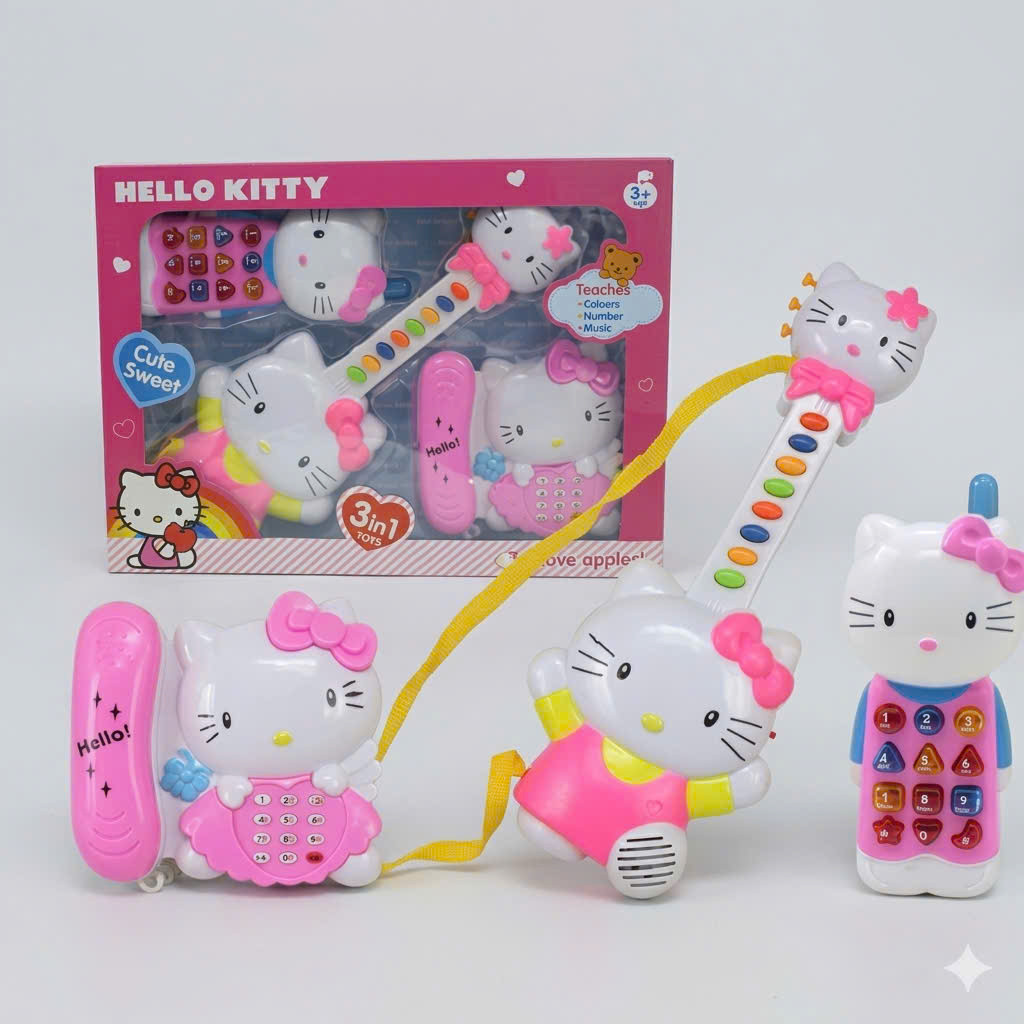 Bộ đàn và điện thoại Kitty