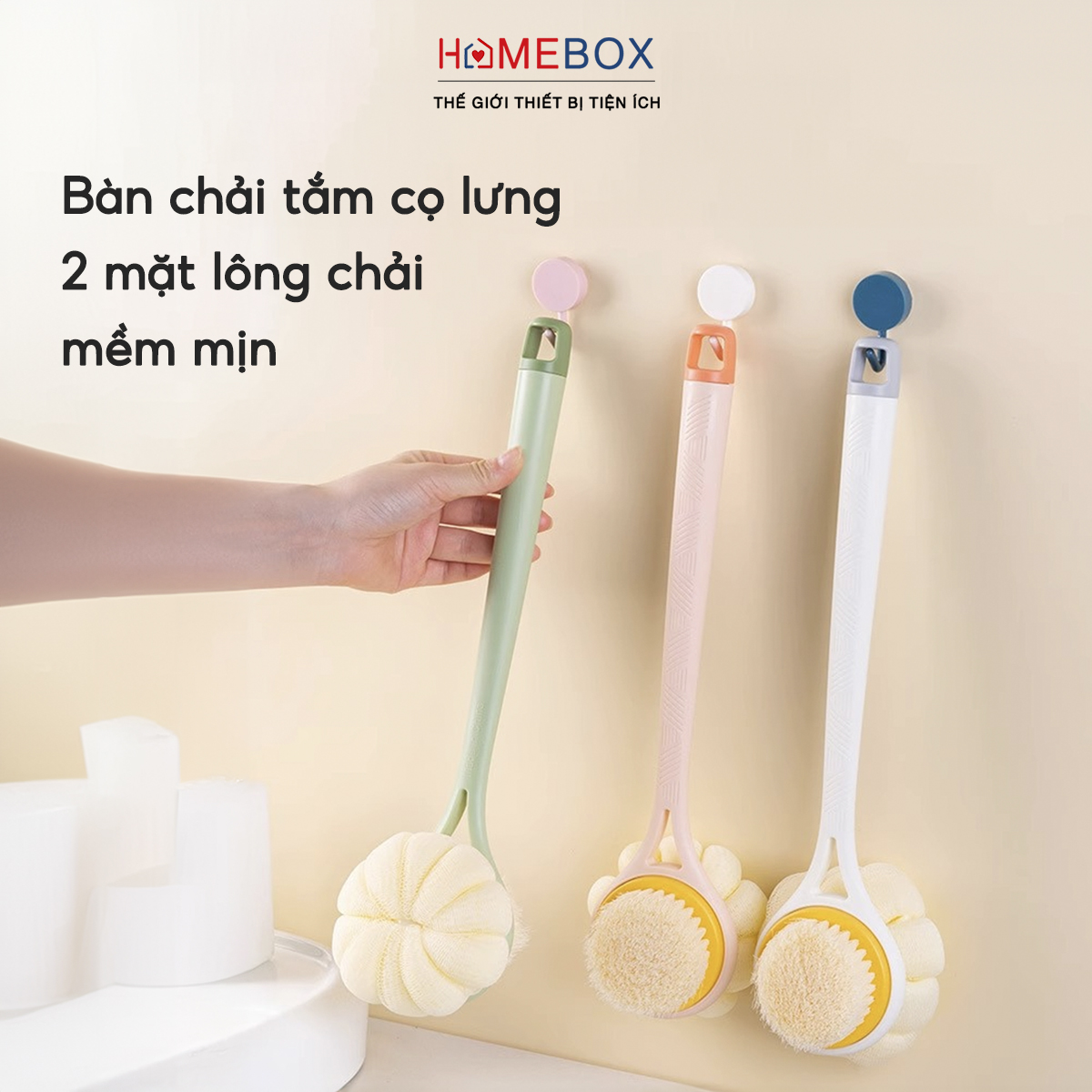 Cọ lưng bông tắm 2 mặt