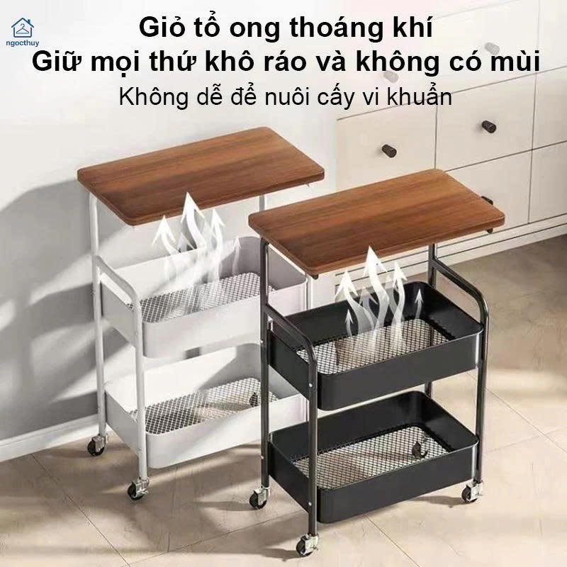 Kệ để đồ đa năng có bánh xe đen