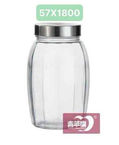 Lọ thủy tinh nắp inox khum 1800ml