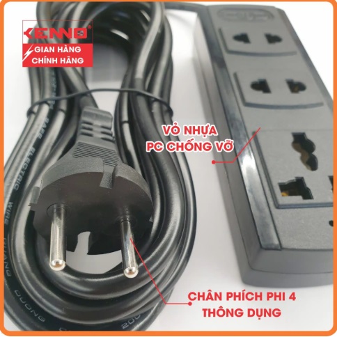 Ổ điện đen 5m Kenno 3A5