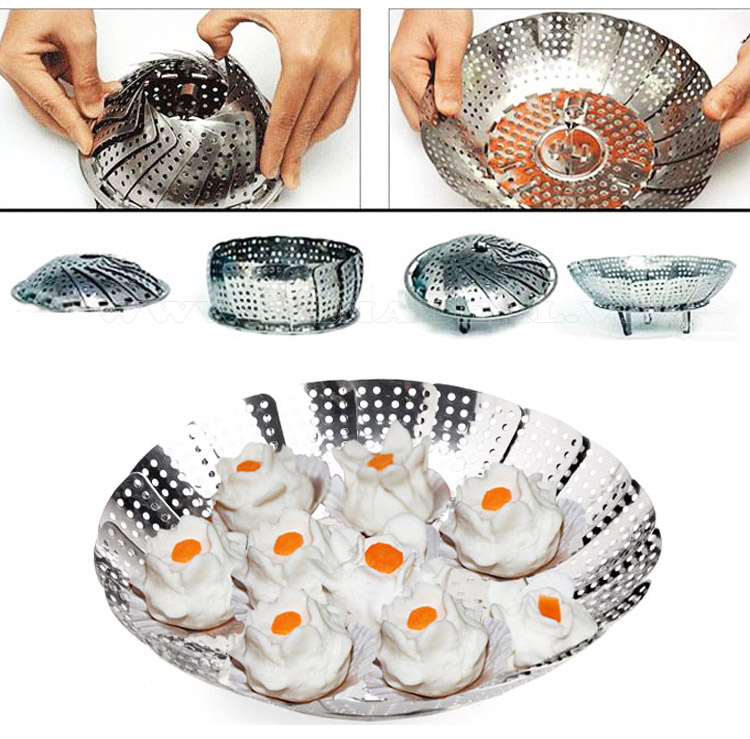 Vỉ hấp inox gập gọn ĐK đáy 22cm (loại dầy, có hộp)